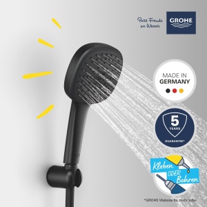 Dus cu cap de dus GROHE Vitalio 110, 2 tipuri de jet, negru, 1.5m - Img 2