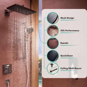 Dus cu efect de ploaie hansgrohe Raindance Alive Q, 340x210 mm, Mattschwarz - Img 2