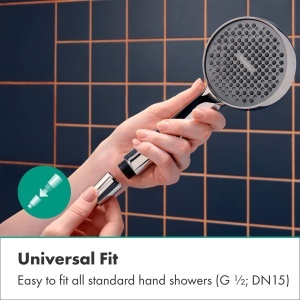 Dus cu furtun hansgrohe Metaflex 1,60 m, antikink, crom - Img 2