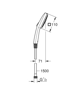 Dus cu mana GROHE Vitalio Comfort 110, 2 tipuri de jeturi, crom, 1.5m - Img 6