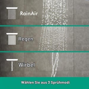 Dus cu mana hansgrohe Raindance Select E, 120mm, 3 tipuri de jeturi, Mattschwarz - Img 3