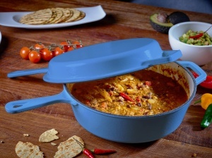 Echtwerk Set Schmortopf si Grillpfanne 2-in-1 Gusseisen Email 25L Albastru deschis - Img 4