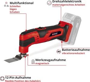 Einhell Unealta multifunctionala cu acumulator TC-MG 18 Li-Solo Power X-Change (Li-ion, 18 V, suport magnetic pentru scule, electronica de viteza, inclusiv accesorii, fara baterie si incarcator) - Img 3