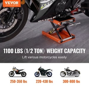 Elevator pentru motociclete VEVOR M110201, capacitate 500 kg, reglabil 95-350 mm - Img 2