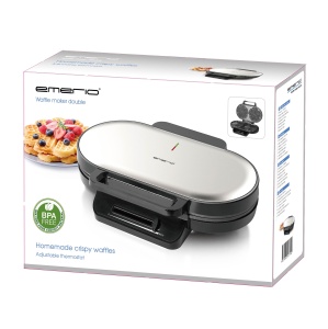 EMERIO Fier de vafe dublu pentru un total de 10 vafe cu inima (2 vafe cu aproximativ 14 cm diametru) | Regulator de temperatura pentru bronzare dupa dorinta | Acoperire antiaderenta | Fara BPA | 1200W | WM-123356 - Img 6