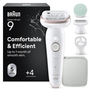 Epilator Braun Silk-epil 9 SkinSpa, Waterproof, AlbRoz, Include Accesorii