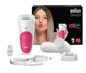 Epilator Braun Silk-epil Bibi Edition, kablos, roz, cu perie de curatare faciala - Img 6