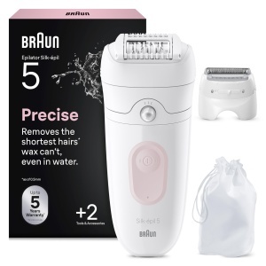 Epilator Braun Silkepil 5, 3-in-1, Trimmer si Ladyshaver, Culoare Rosa