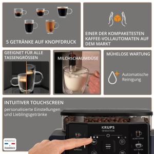 Espressor automat Krups Sensation, functie filtru cafea, 2 bauturi simultan, compact - Img 2
