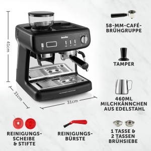 Espressor Breville Barista Max VCF152X Rasnita Integrata Functie de Spumare Lapte Timer de Precizie 15 Bari Negru - Img 7
