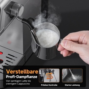 Espressor cafea AMZCHEF cu 20 Bar, 1350W, cu touchscreen LED si spumator de lapte - Img 6