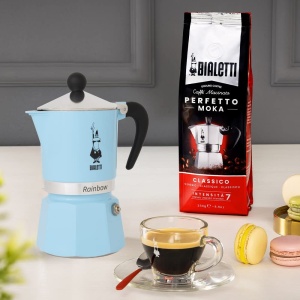 Espressor cafea Bialetti 5042 Rainbow, 3 cesti, aluminiu, albastru - Img 2