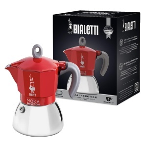 Espressor cafea Bialetti Moka Induction, 6 cesti, inox, rosu