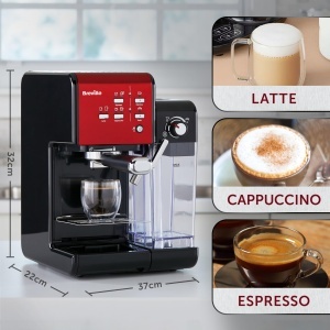 Espressor cafea Breville Prima Latte II, 15-bar, cu spumator de lapte, rosu - Img 3