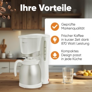 Espressor cafea Clatronic KA 3327, 1L, pentru 8-10 cesti, alb - Img 7