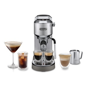 Espressor cafea DeLonghi Dedica Duo, 15 cm, metalic, cu spumator manual
