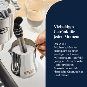 Espressor cafea DeLonghi Dedica Style, 15 bar, design compact, cu spumator de lapte - Img 6