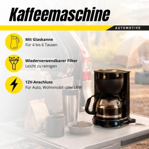 Espressor cafea Dunlop 12V, 0.65L, 150W, Negru - Img 2