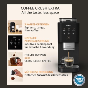 Espressor cafea Krups Coffee Crush SA4028E0, 15 cm latime, negru, cu rasnita integrata - Img 7