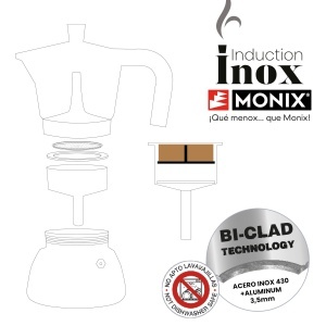 Espressor cafea Monix Induction Inox, inox si aluminiu, 13 cm, rosunegru - Img 4