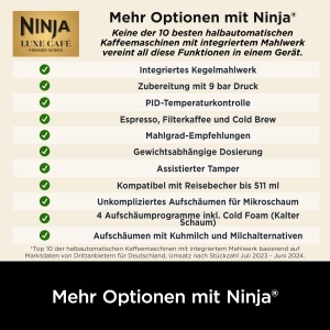 Espressor cafea Ninja Luxe Cafe Premier 3-in-1, Metallic Grau, 25 setari macinare - Img 8