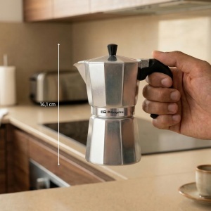 Espressor cafea Orbegozo KF 200, capacitate 2 cesti, aluminiu, maner ergonomic - Img 3