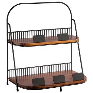 Etagere cu 2 niveluri APS, 35.5 x 21 cm, metal negru, 40 cm inaltime