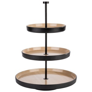 Etajera 3 niveluri APS Frida, inox negru, 3 boluri melaminat, 202532 cm