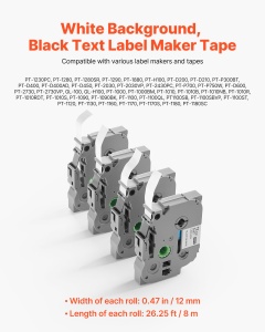 Etichete VEVOR TZe-231 12mm Negru pe Alb Compatibile Brother P-Touch - Img 6