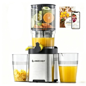 Extractor de suc AMZCHEF, 130 mm, 180W, inox, silentios
