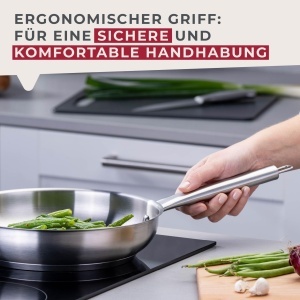 Fackelmann Bratpfanne 24 cm din otel inoxidabil compatibila inductie rezistenta la temperaturi inalte - Img 6