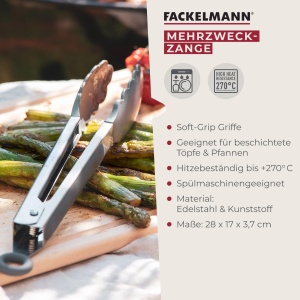 Fackelmann Cleste Multifunctional pentru Bucatarie si Gratar Soft-Grip Hitzebestant 270degC ArgintiuGri - Img 3