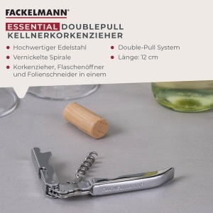 Fackelmann Doublepull Korkenzieher Essential 3 in 1 Otel Inoxidabil Argintiu - Img 3