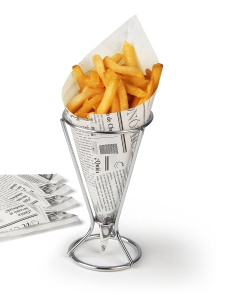 Fackelmann Fingerfood Holder Cromat cu 5 Hartii Antigrasime Design Ziar - Img 2