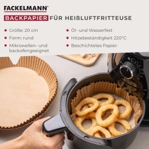 Fackelmann Hartie de copt pentru friteuza cu aer cald rotunda 20 cm rezistenta la ulei si apa - Img 3