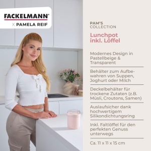 Fackelmann Lunchpot 500 ml Pastel Beige Rezistent la scurgeri Compatibil cu microunde - Img 3