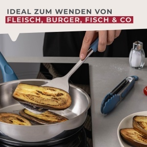 Fackelmann Schlitzwender Essential din otel inoxidabil maner ergonomic albastru ideal pentru prajire - Img 5