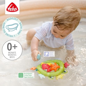 Fehn Bath Animal Frog Bath Bath Landing Plase - Jucarie de baie pentru bebelusi pentru cada - Jucarie de apa plutitoare pentru distractie vesela la baie - Jucarii de cada pentru bebelusi si copii mici de la 0+ luni - Img 3