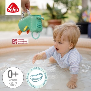 Fehn Giess-Krokodil 050073 Jucarie de baie pentru bebelusi si copii material impermeabil 16 cm - Img 3