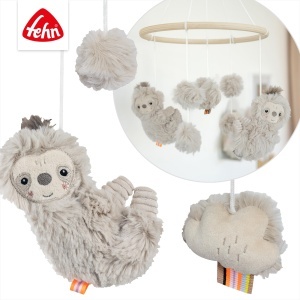 Fehn Holz-Mobile Faultier Mobilier din Lemn cu Figurine din Material Textil pentru Bebelusi 0-5 Luni - Img 4
