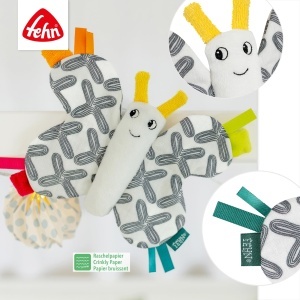 Fehn Knister-Schmetterling 043181 Jucarie pentru bebelusi cu efecte sonore si stimulare motorica - Img 4