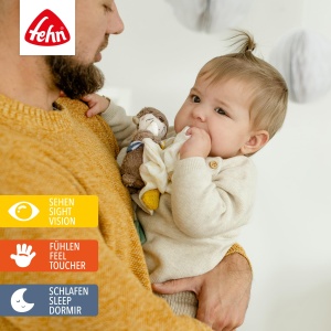 Fehn Muslin Cuddly Blanket Otter - Ajutor pentru somn si plapuma pentru animale de plus cu panza de masusina de bumbac si figurina de joaca draguta - pentru bebelusi si copii mici de la 0+ luni - Img 2