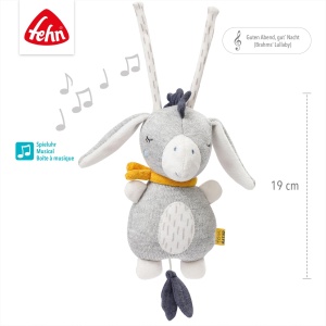 Fehn Natur Mini Jucarie Muzicala Esel 052015 Melodie Brahms Wiegenlied Bumbac Organic - Img 5