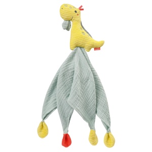 Fehn Patura de plus Jucarie pentru bebelusi Dino - Plapuma pentru nou-nascuti - Ajutor pentru somn Jucarie de plus Suzeta Panza Panza falsa - Panza de plus Animal de dormit pentru bebelusi si copii mici de la 0+ luni