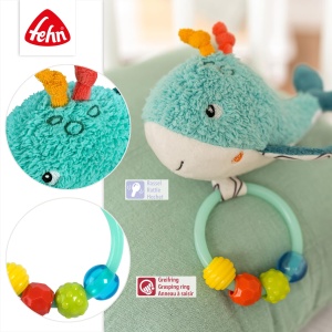 Fehn Perlenring Wal 043020 Jucarie pentru Bebelusi Ratusca cu Rattle si Materiale Moi - Img 4