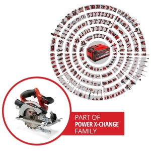 Ferastrau circular cu acumulator Einhell TE-CS 18/165-1 Li-Solo Power X-Change (panza de ferastrau 18 V, Li-Ion, O165 x O20 mm, reglare fara unelte la adancimea de taiere + unghi de inclinare, fara baterie si incarcator) - Img 2