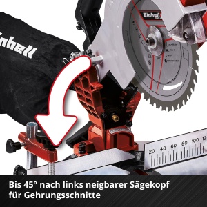 Ferastrau transversal cu acumulator Einhell TE-MS 18/210 Li-Solo Power X-Change (18 V, max. 60 mm x 120 mm adancime/latime de taiere, panza de ferastrau O 210 mm, cap de ferastrau basculant, laser, fara baterie) - Img 7