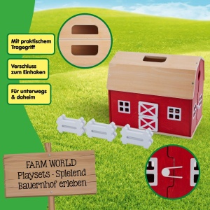 Ferma din lemn Schleich Farm World 42602 Set 7 piese cu grajd si garduri - Img 5