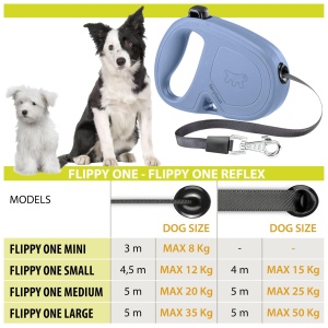 Ferplast Lesa Caine Flippy ONE Lesa Retractabila Caini Mari de pana la 35 kg Cablu extensibil max 5 m Buton unic de blocare si deblocare negru - Img 5