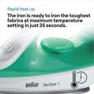 Fier de calcat Braun TexStyle 1 SI 1040GR 2000W Talpa SuperCeramic Abur vertical Verde - Img 5